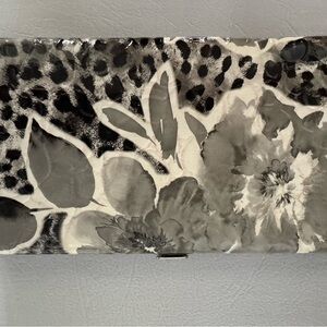 Icing Floral & Leopard Print Wallet in Black and White